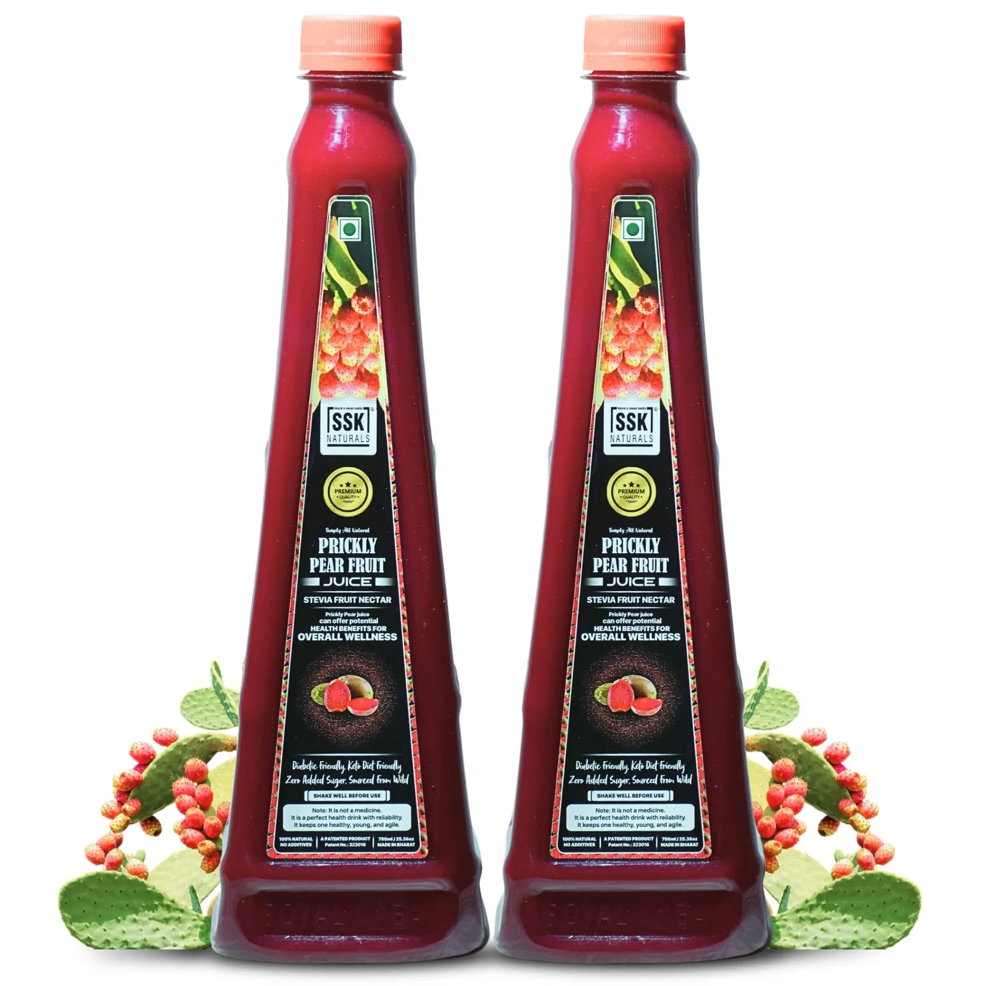 Prickly Pear Fruit Juice | Pack Of 2 | 100% Natural | No Additives | 750ml/25.36oz