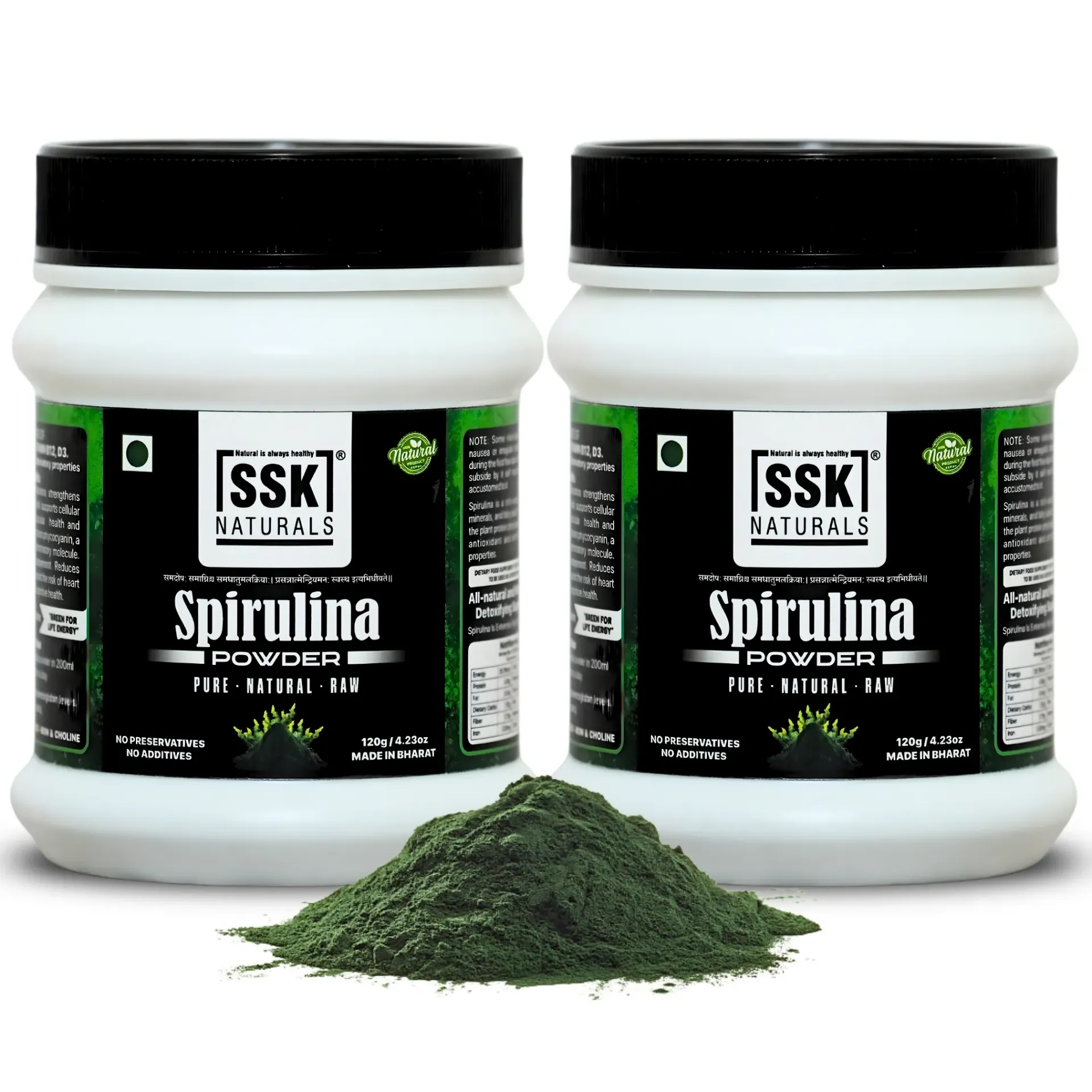 Spirulina Powder | Pure - Natural - Raw | 120g / 4.23oz | Pack Of 2