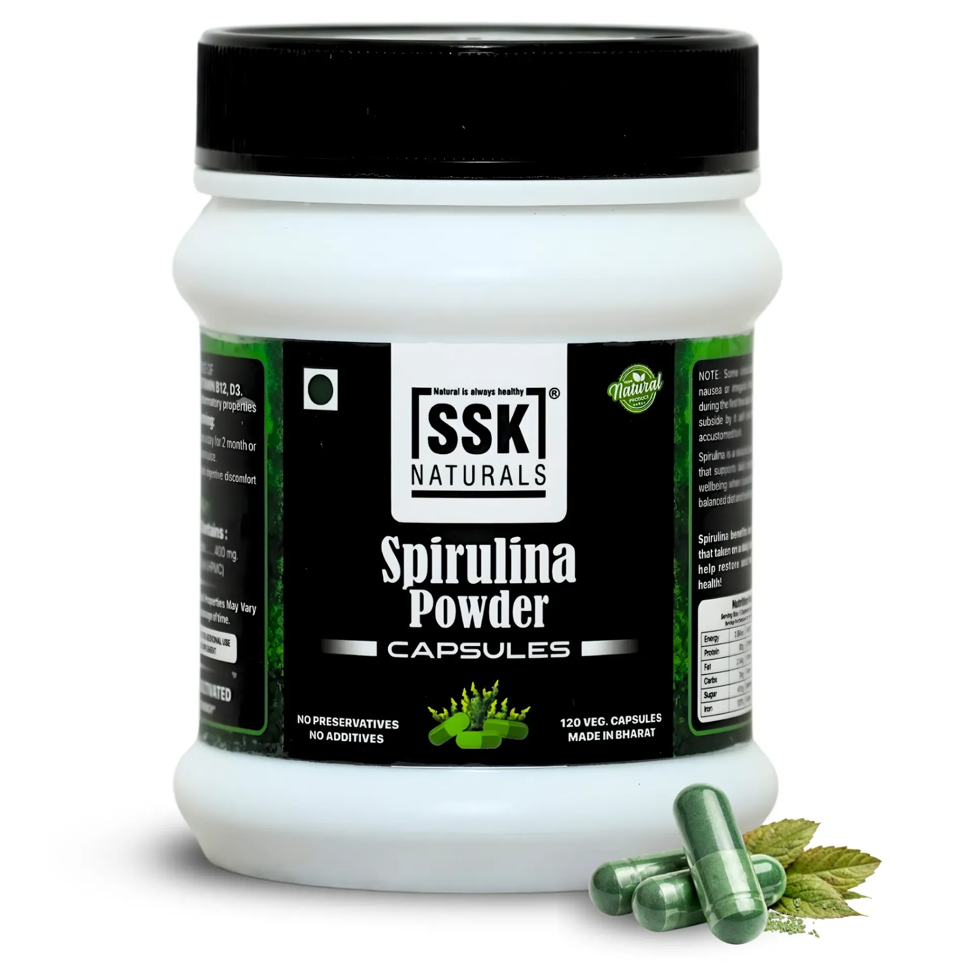 Spirulina Powder Capsule | 400Mgs | 120veg. Capsules